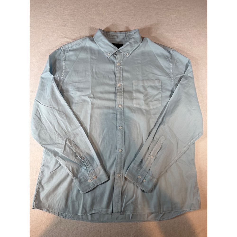 Banana Republic Mens XL Slim Fit Untucked Shirt Blue Long Sleeve Button Down